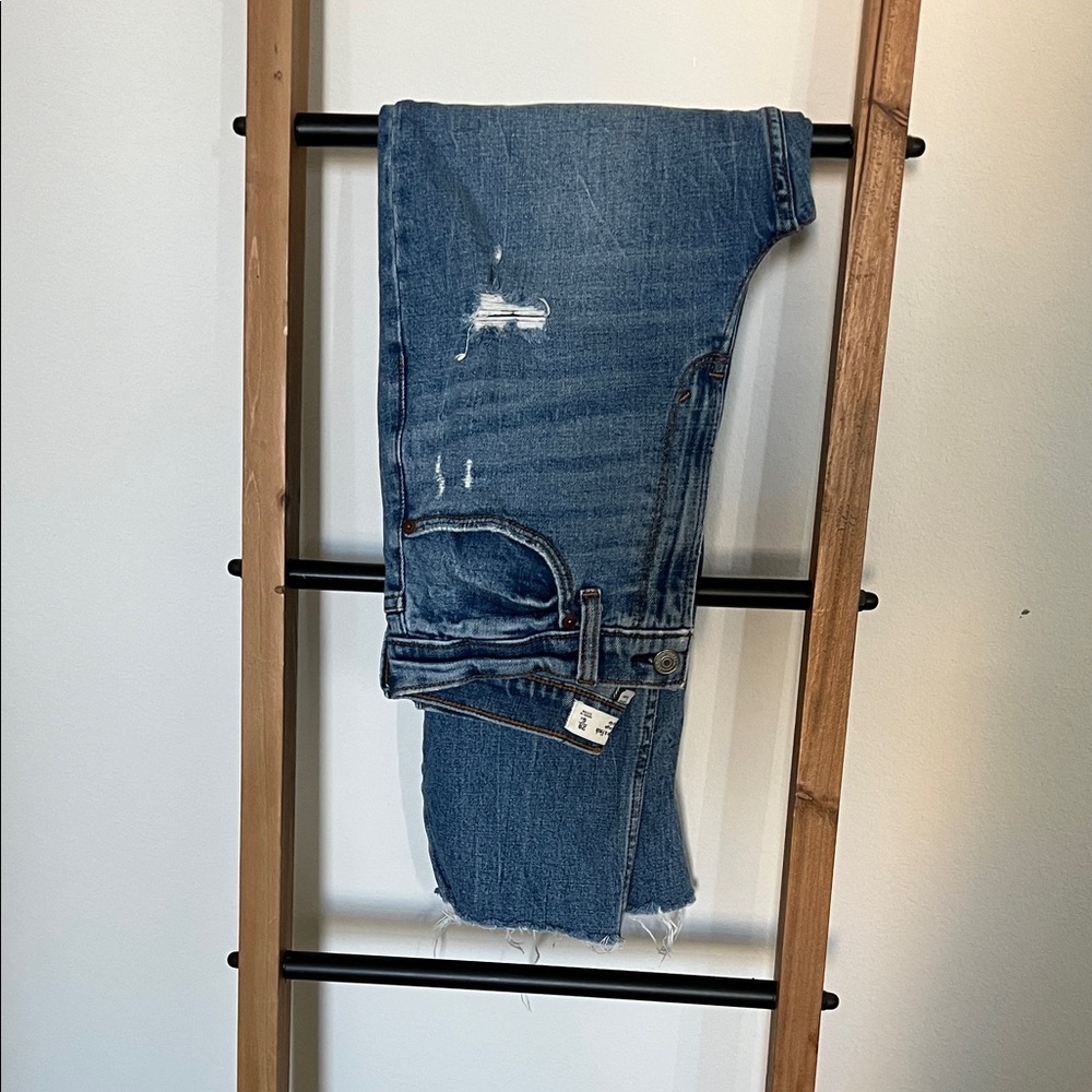 Abercrombie & Fitch Distressed Blue Cropped Jeans